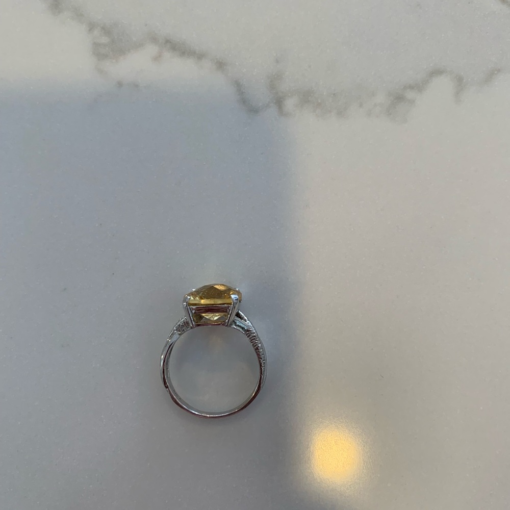 Sterling Silver 925 Cushion Cut Yellow Cubic Zirconia ring, sz 9.25 - Picture 5 of 12
